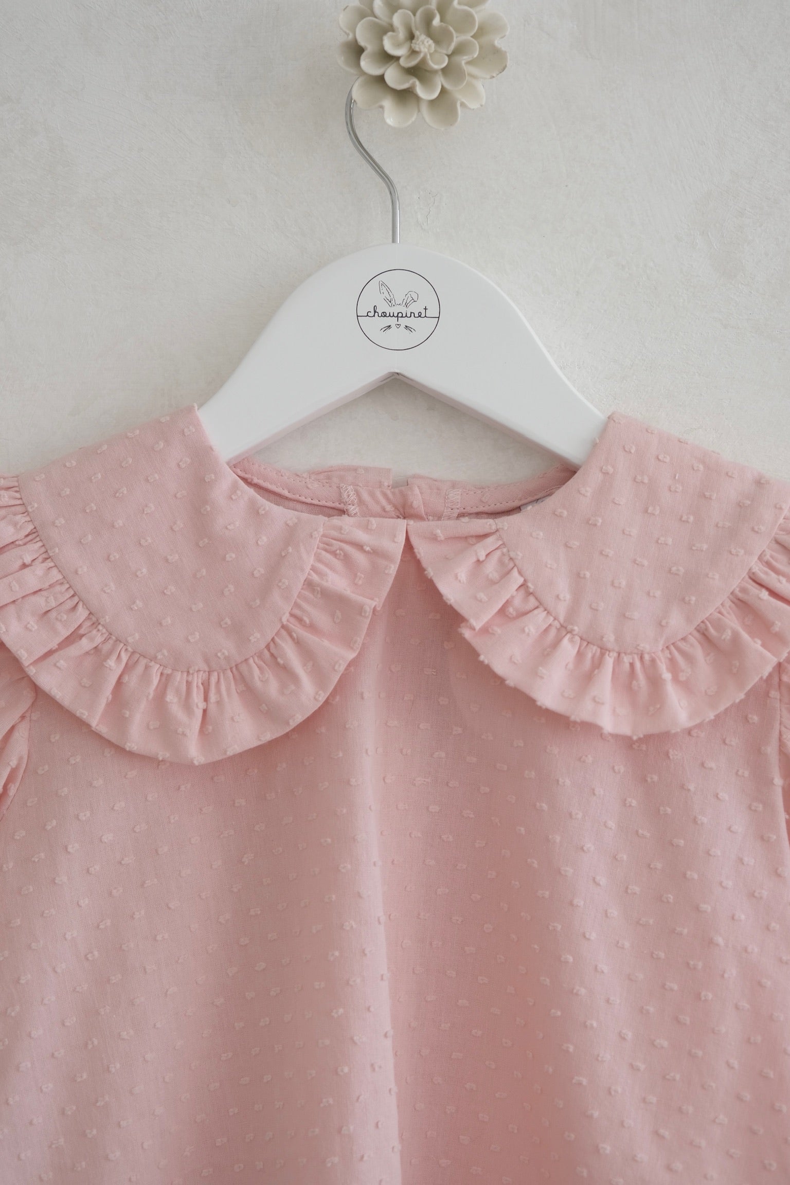 Light Pink Plumeti Ruffle Shirt