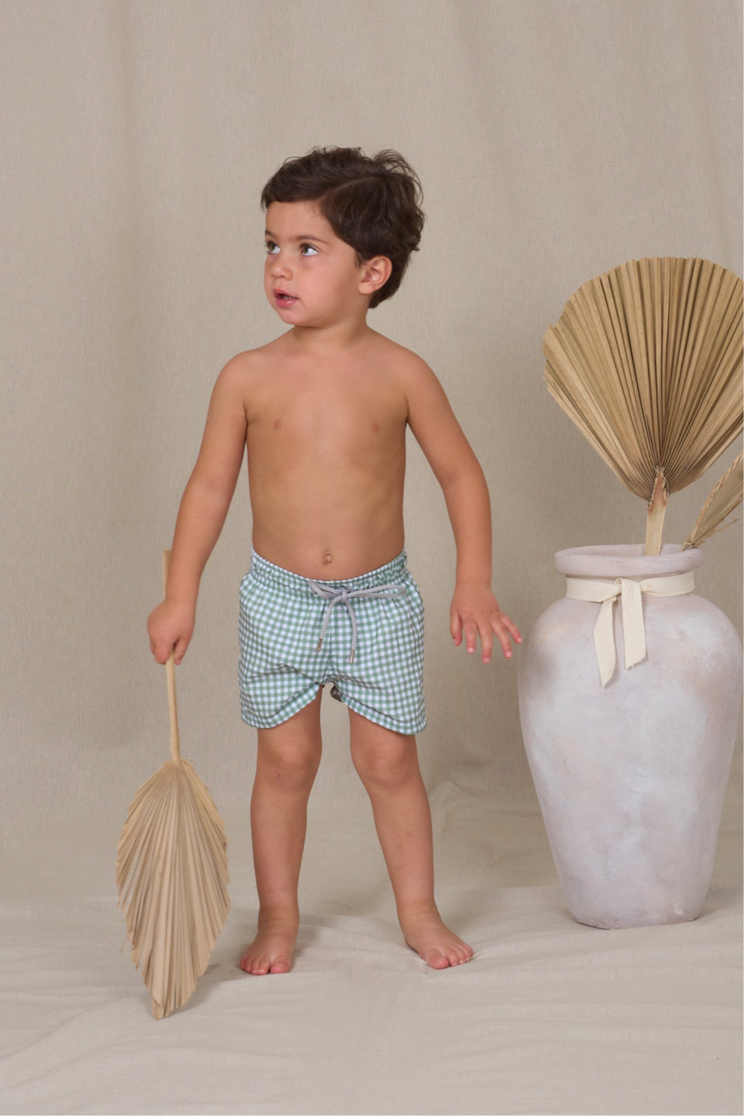 Traje de Baño Niño Ginham Verde
