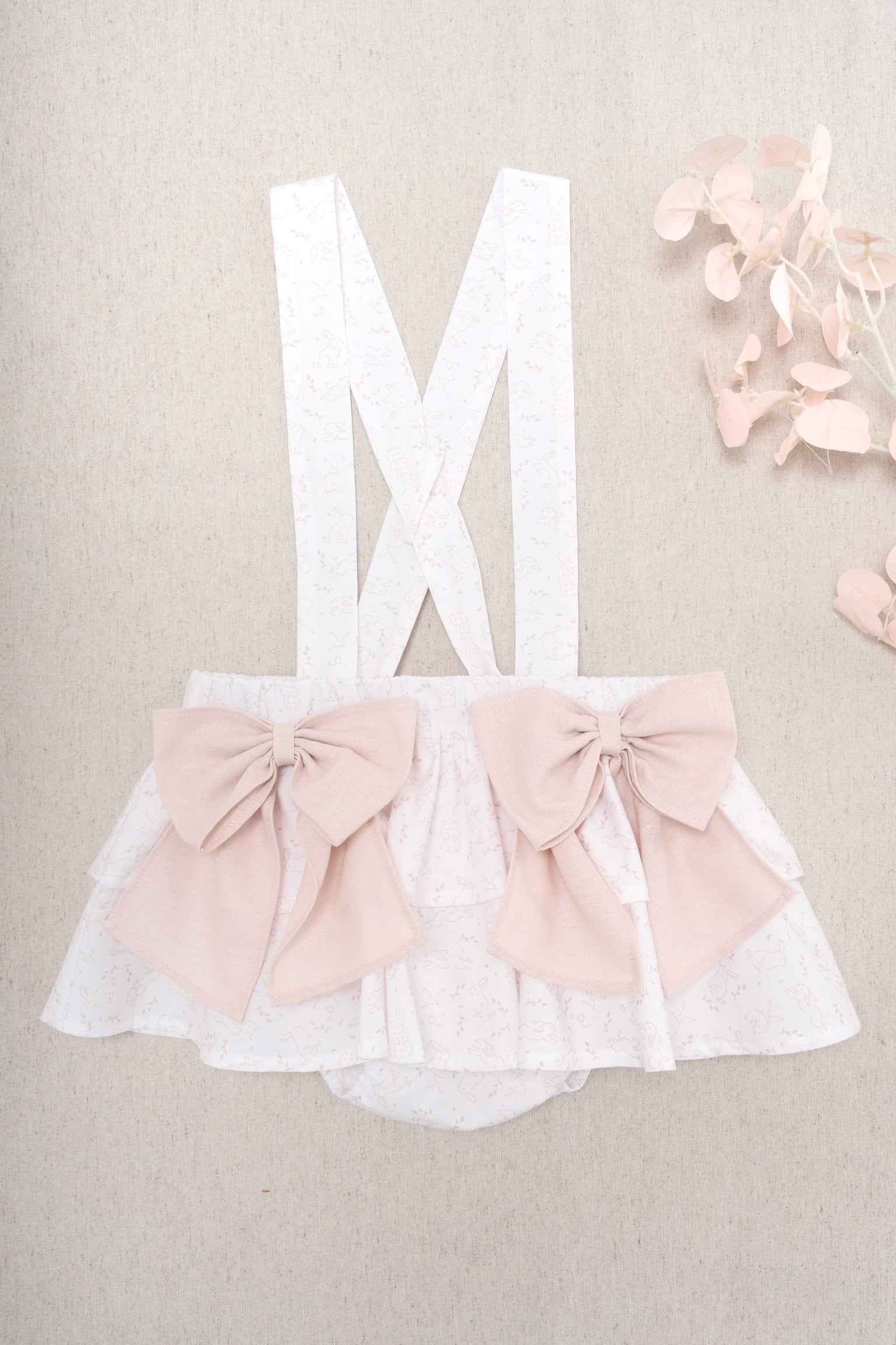 Falda Tirantes Moños Conejo Rosa