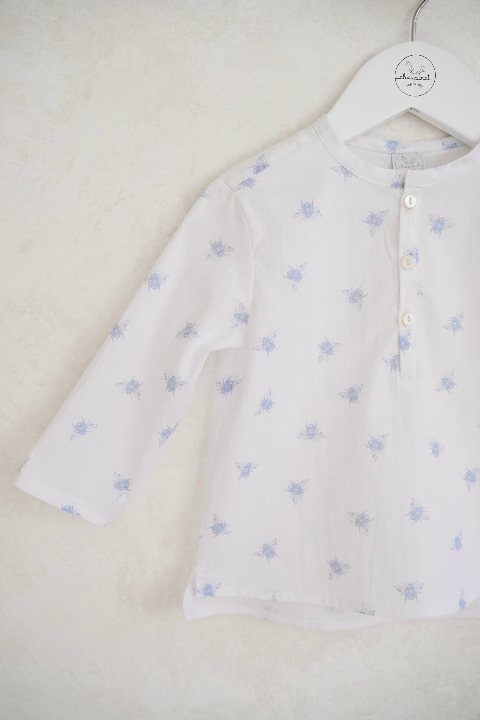 Blue Bee Bias Print Shirt