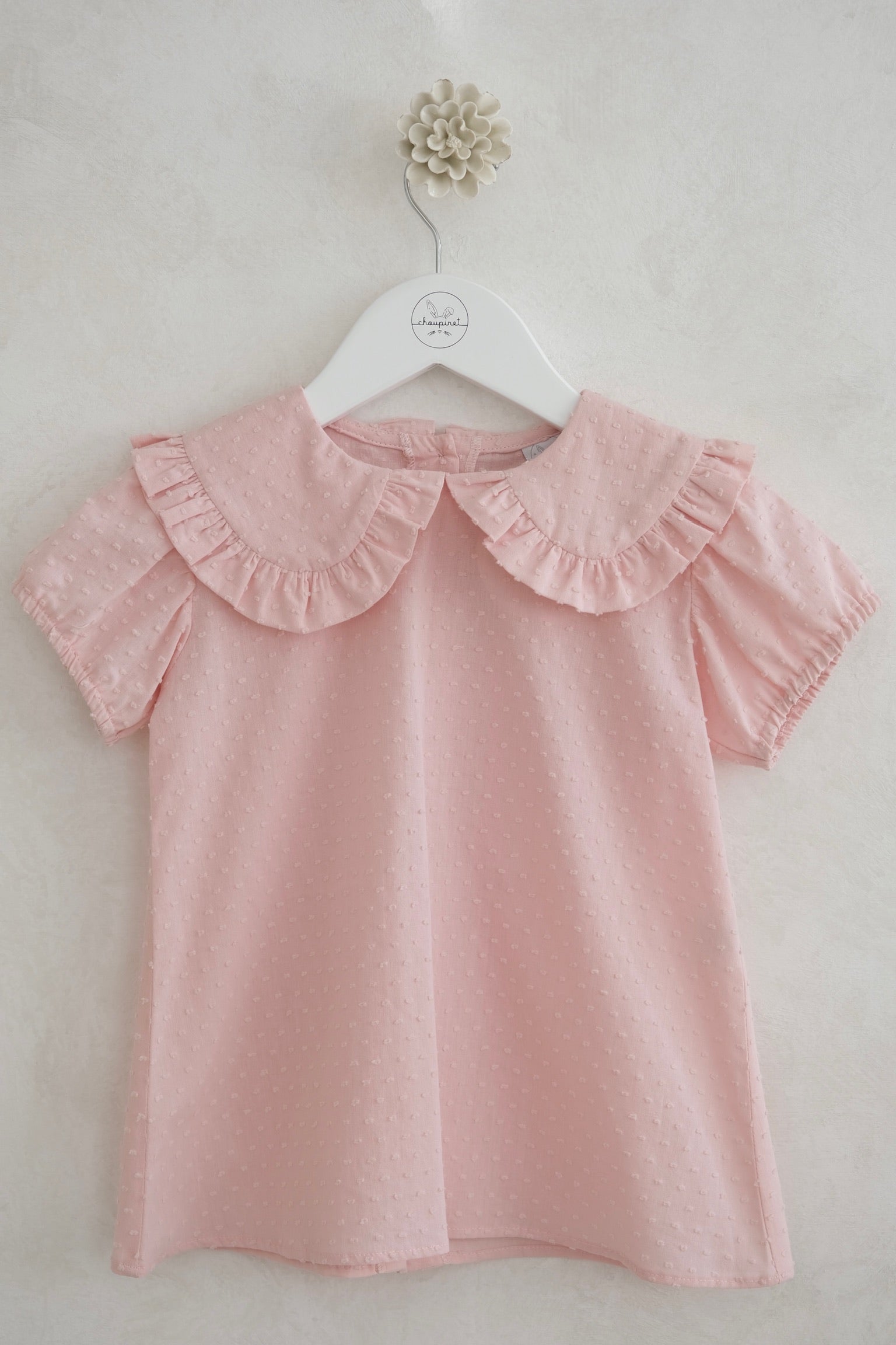Light Pink Plumeti Ruffle Shirt