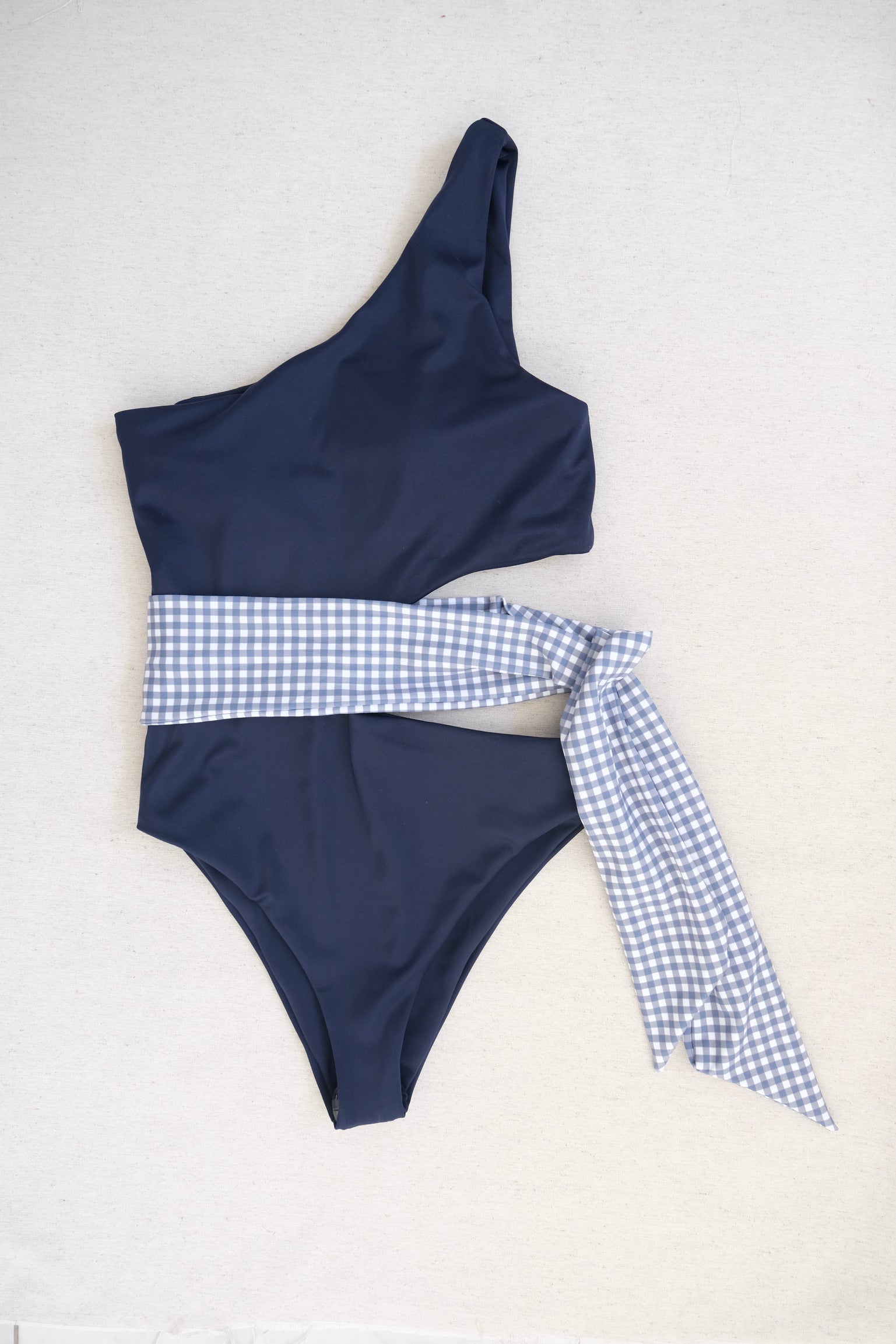 Traje de Baño Mom Ginham Azul