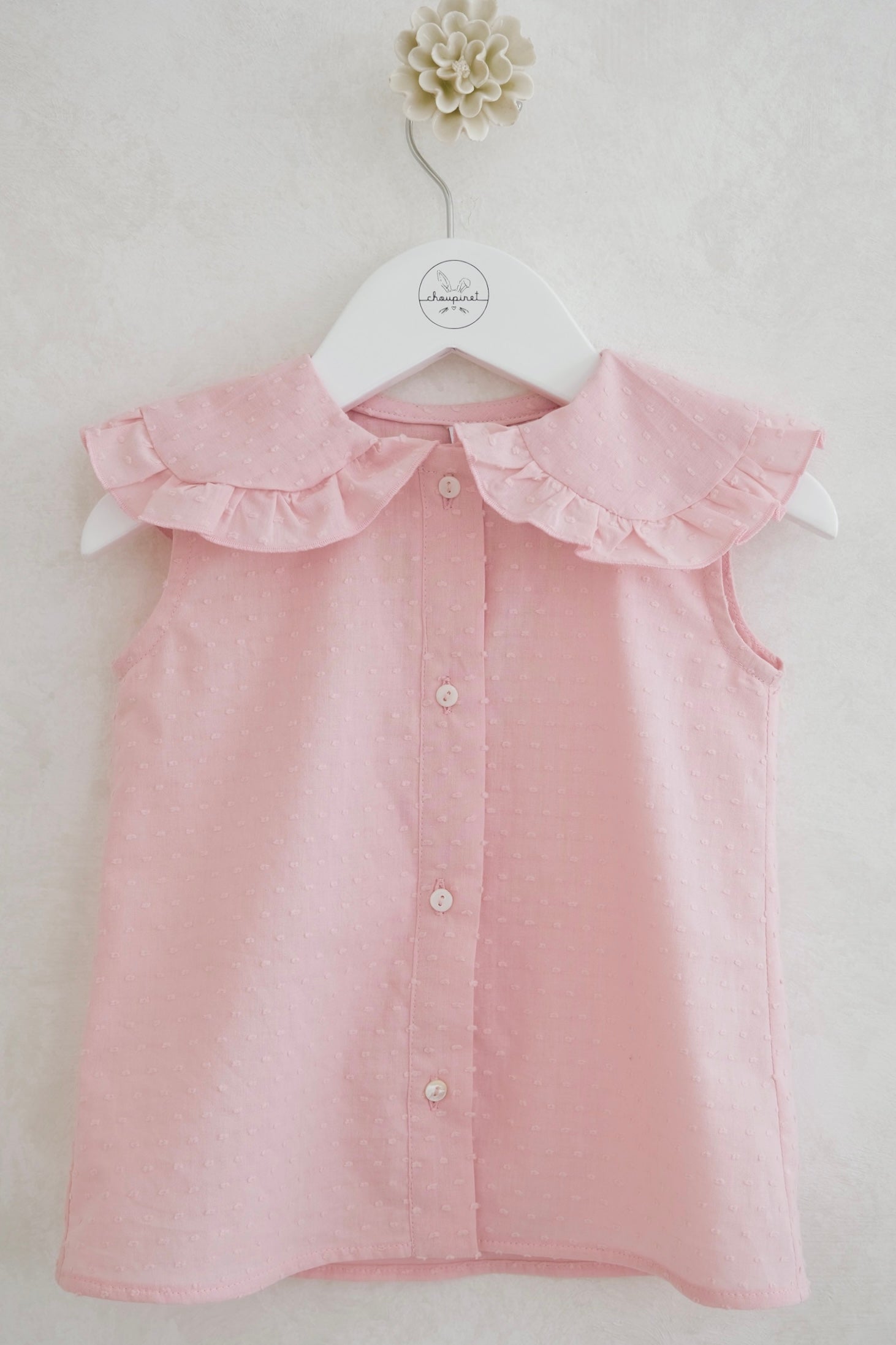 Camisa Lola Plumeti Rosa Claro Sin Manga