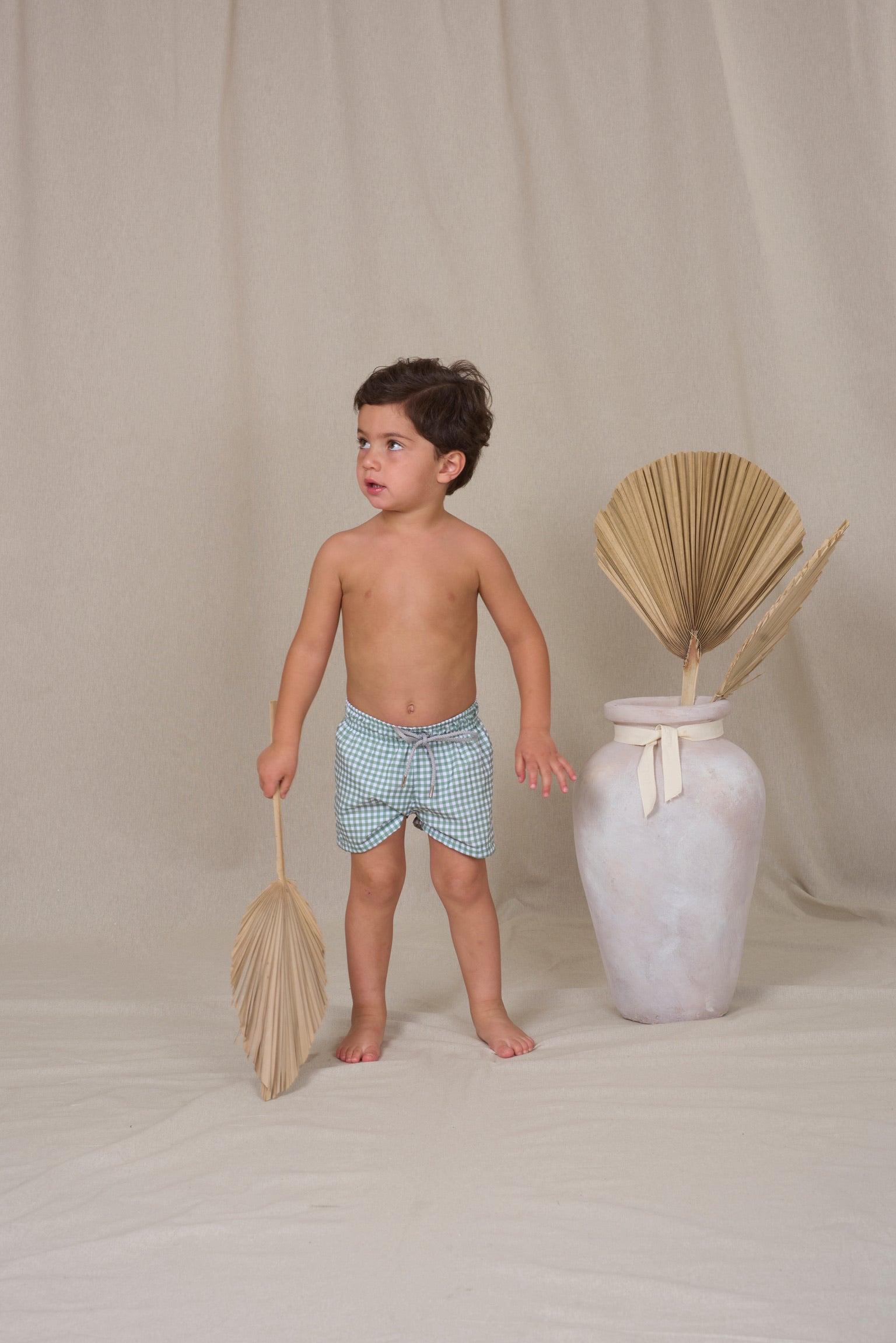 Traje de Baño Niño Ginham Verde
