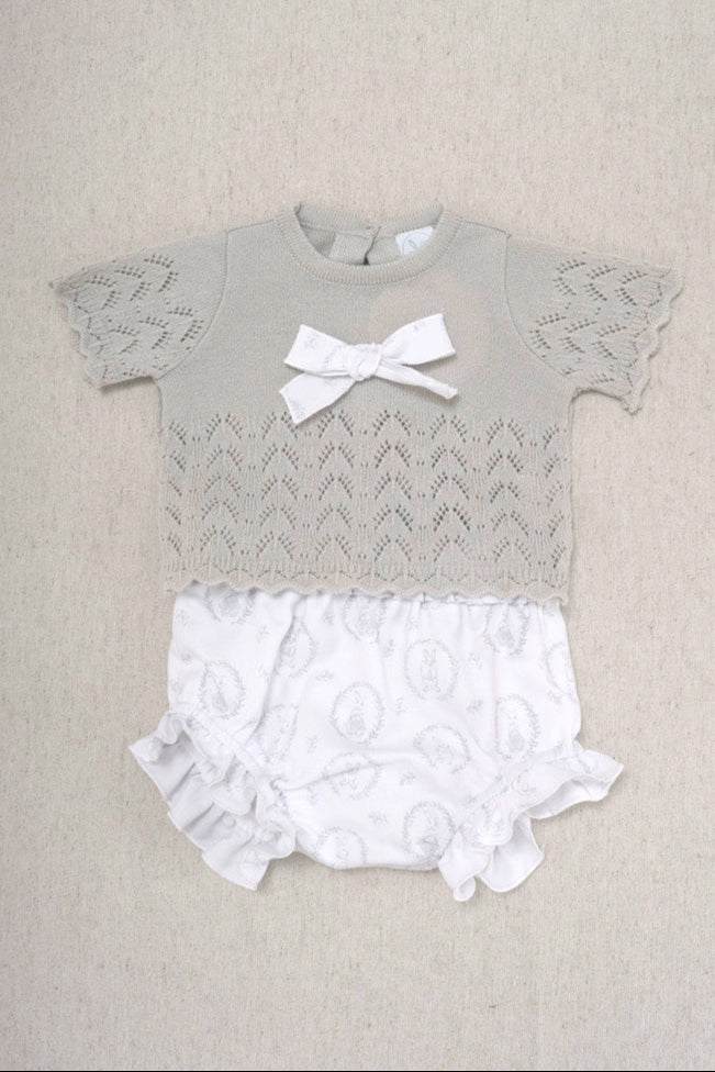Conjunto Tejido Laurel Conejo Gris