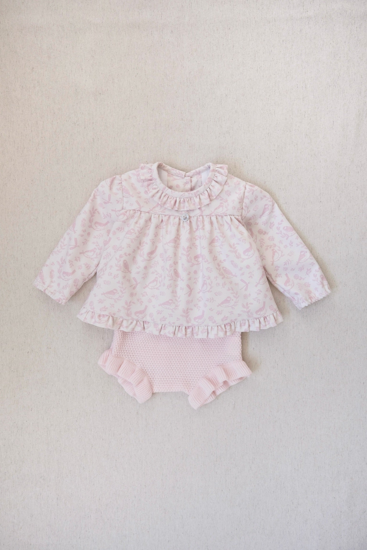 Conjunto Tejido Alma Pajaros Rosa
