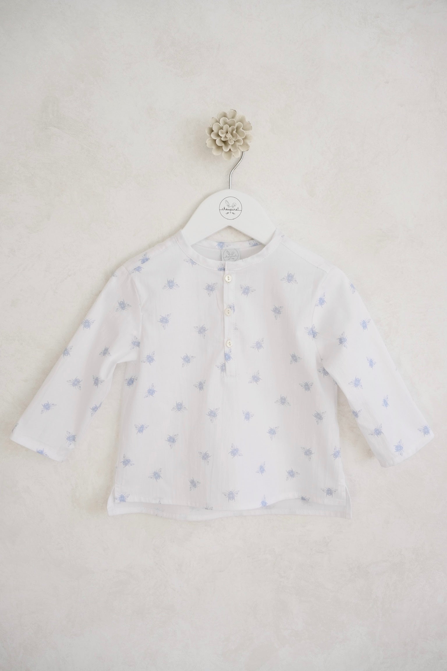 Blue Bee Bias Print Shirt