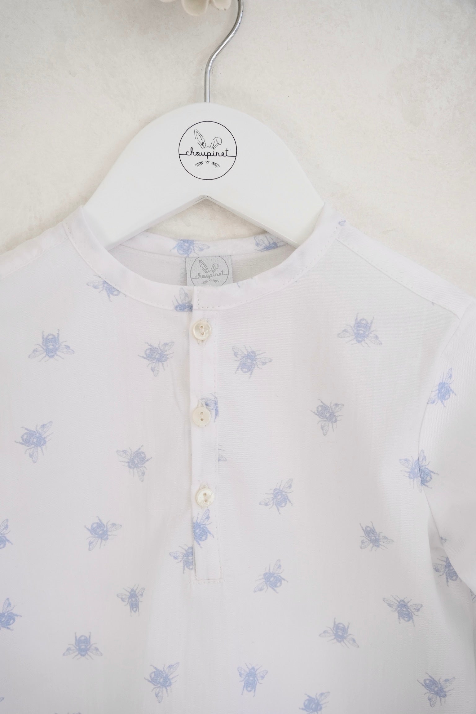 Blue Bee Bias Print Shirt
