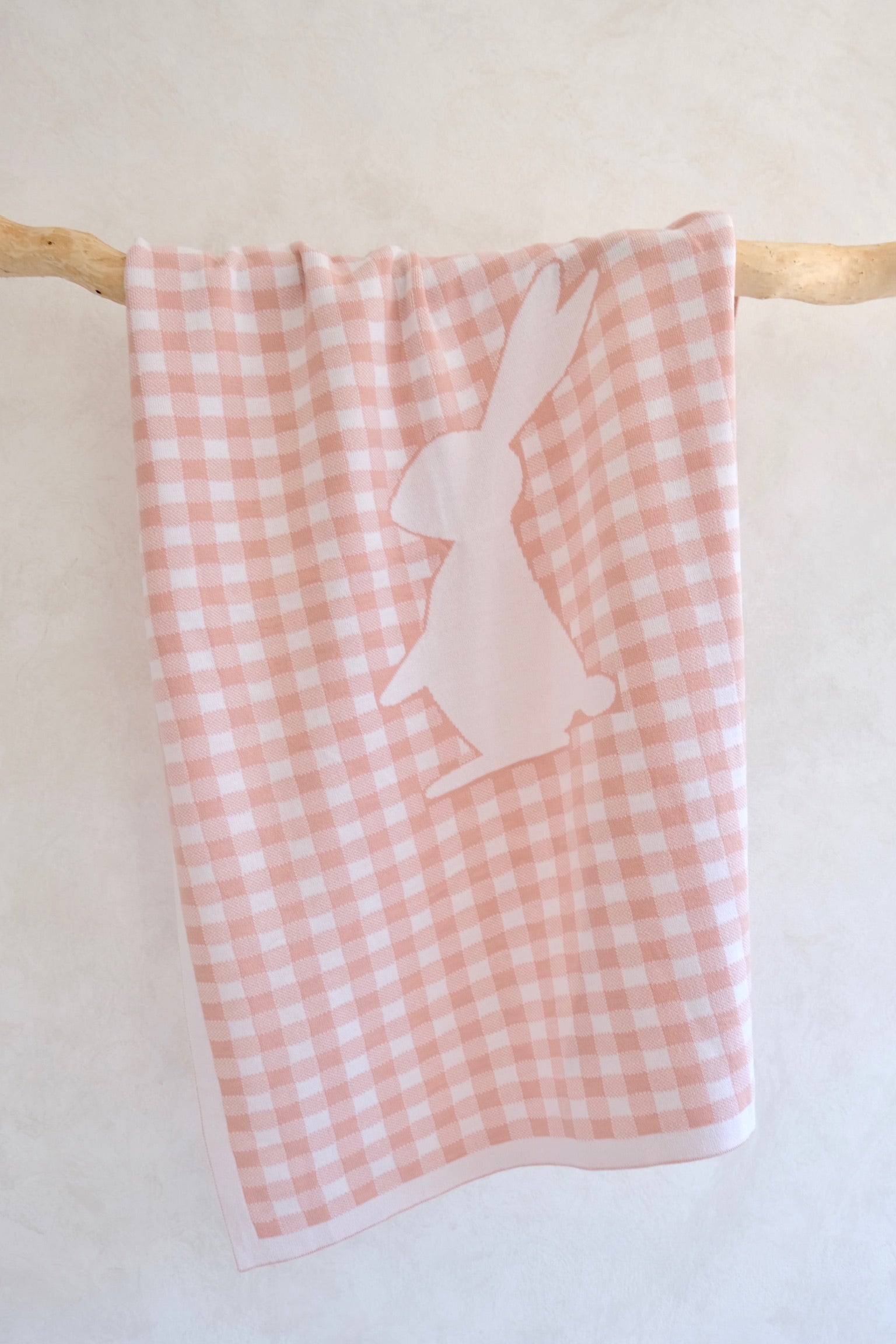 Pink Plaid Rabbit Blanket