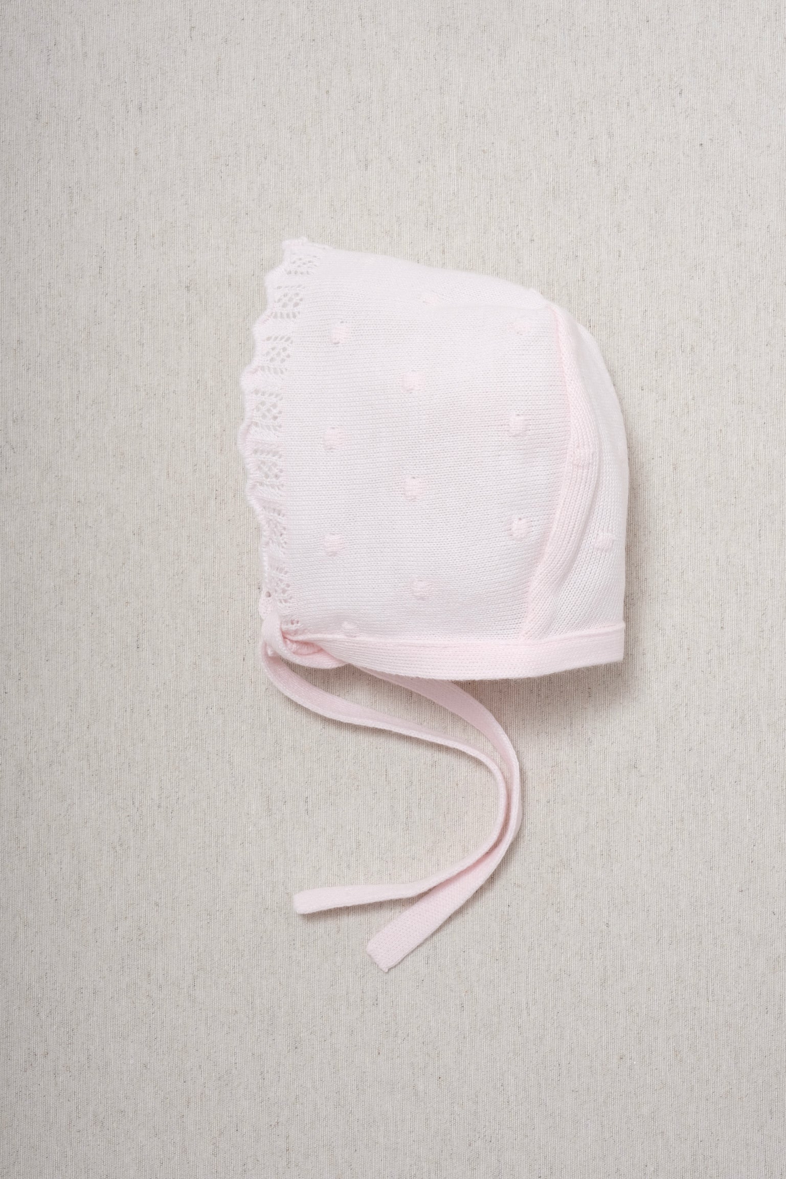 Gorro Tejido Nudos Rosa Bebé