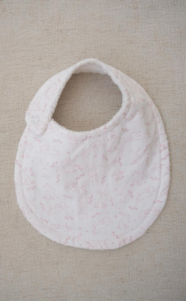 Babero Conejo Blanco Rosa