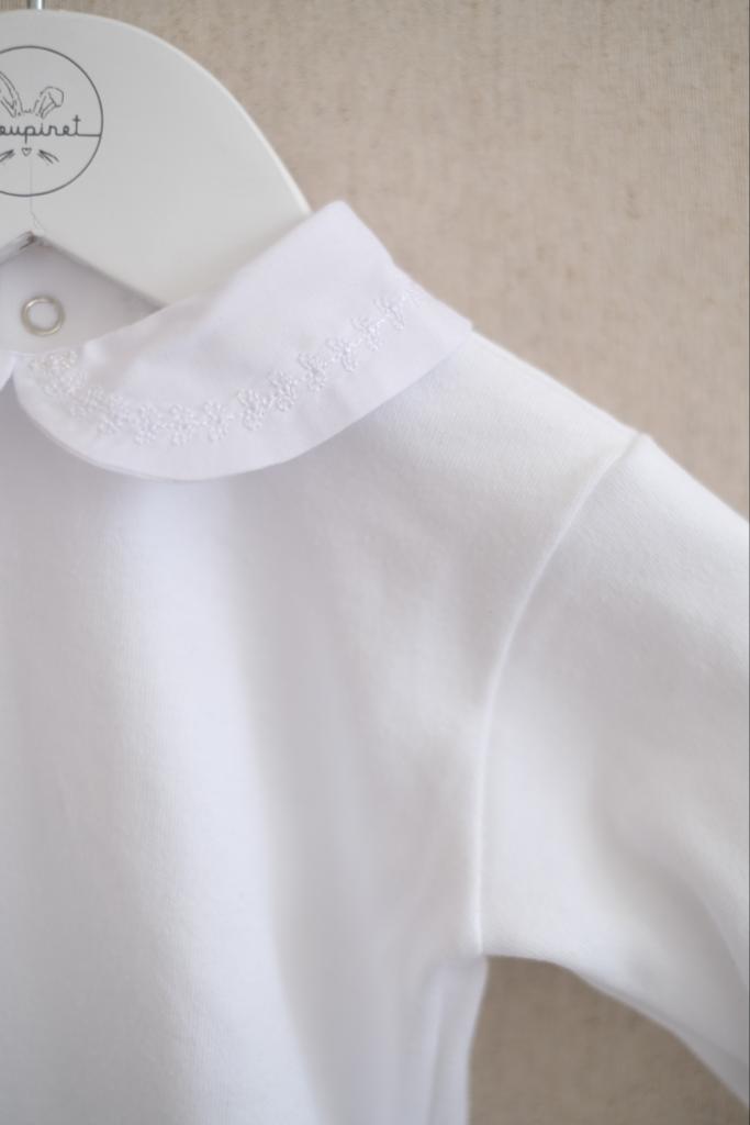 Pañalero Bordado Blanco Manga Larga