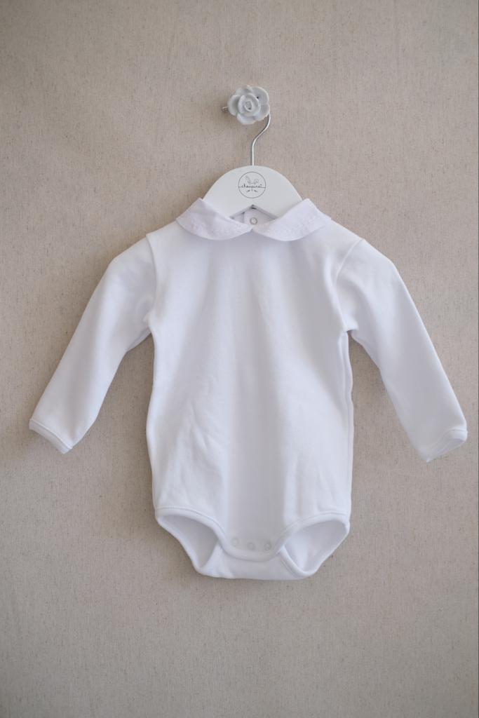 Pañalero Bordado Blanco Manga Larga