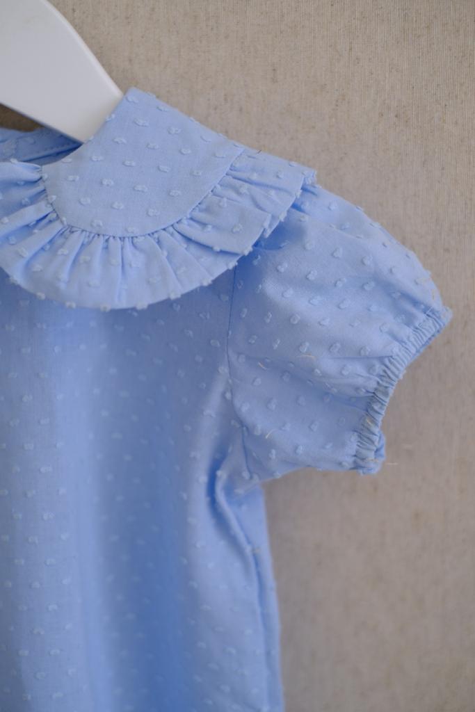 Sky Blue Plumeti Ruffled Shirt