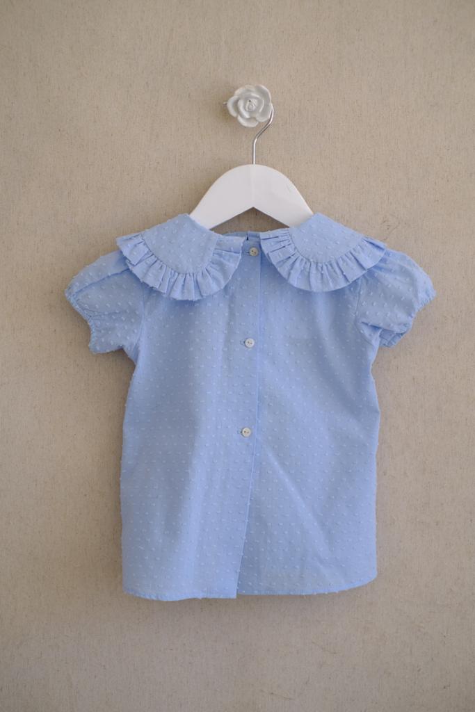 Sky Blue Plumeti Ruffled Shirt