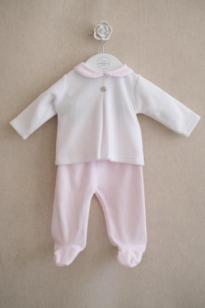 Conjunto Velour Blanco con Rosa