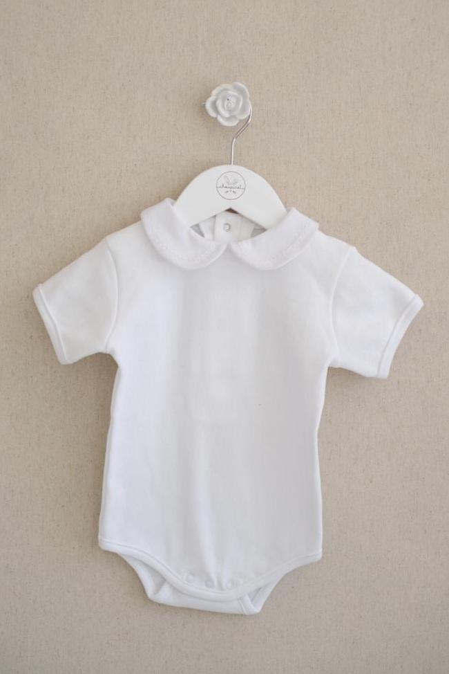 Pañalero Bordado Blanco Manga Corta