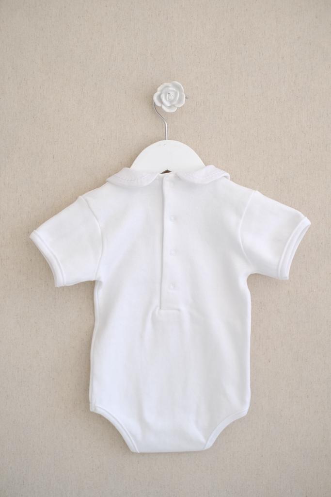 Pañalero Bordado Blanco Manga Corta