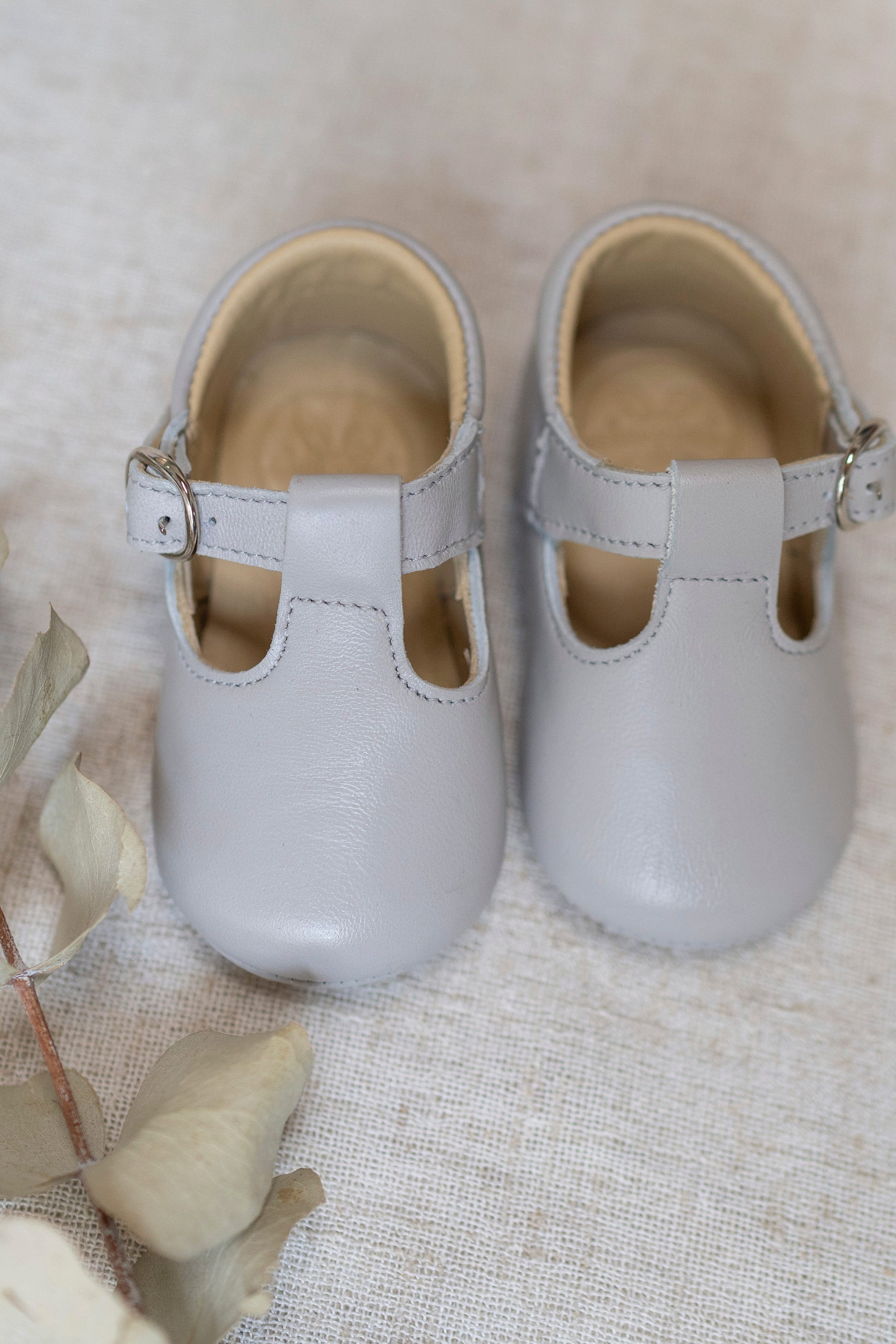 Zapatos Hebilla Piel Gris