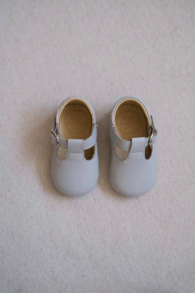 Zapatos Hebilla Piel Gris