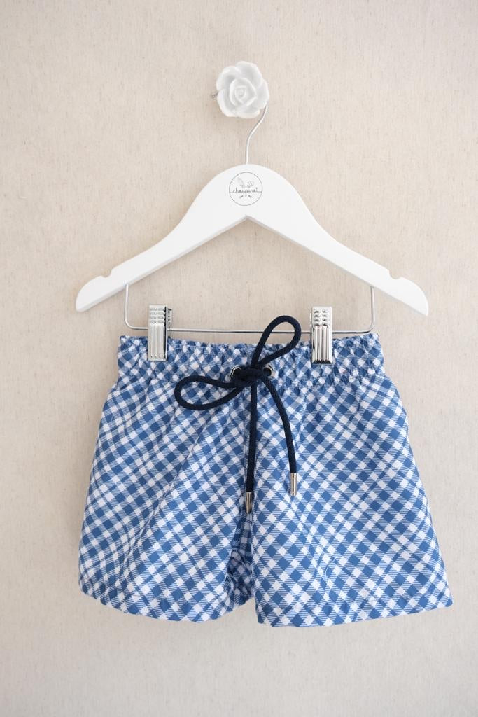 Traje de Baño Niño Cuadros Azul