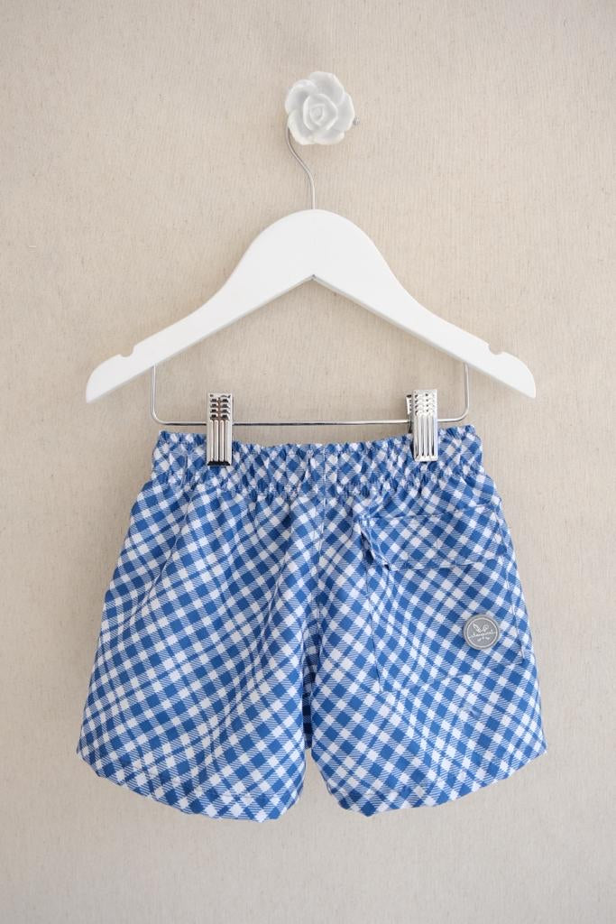 Traje de Baño Niño Cuadros Azul