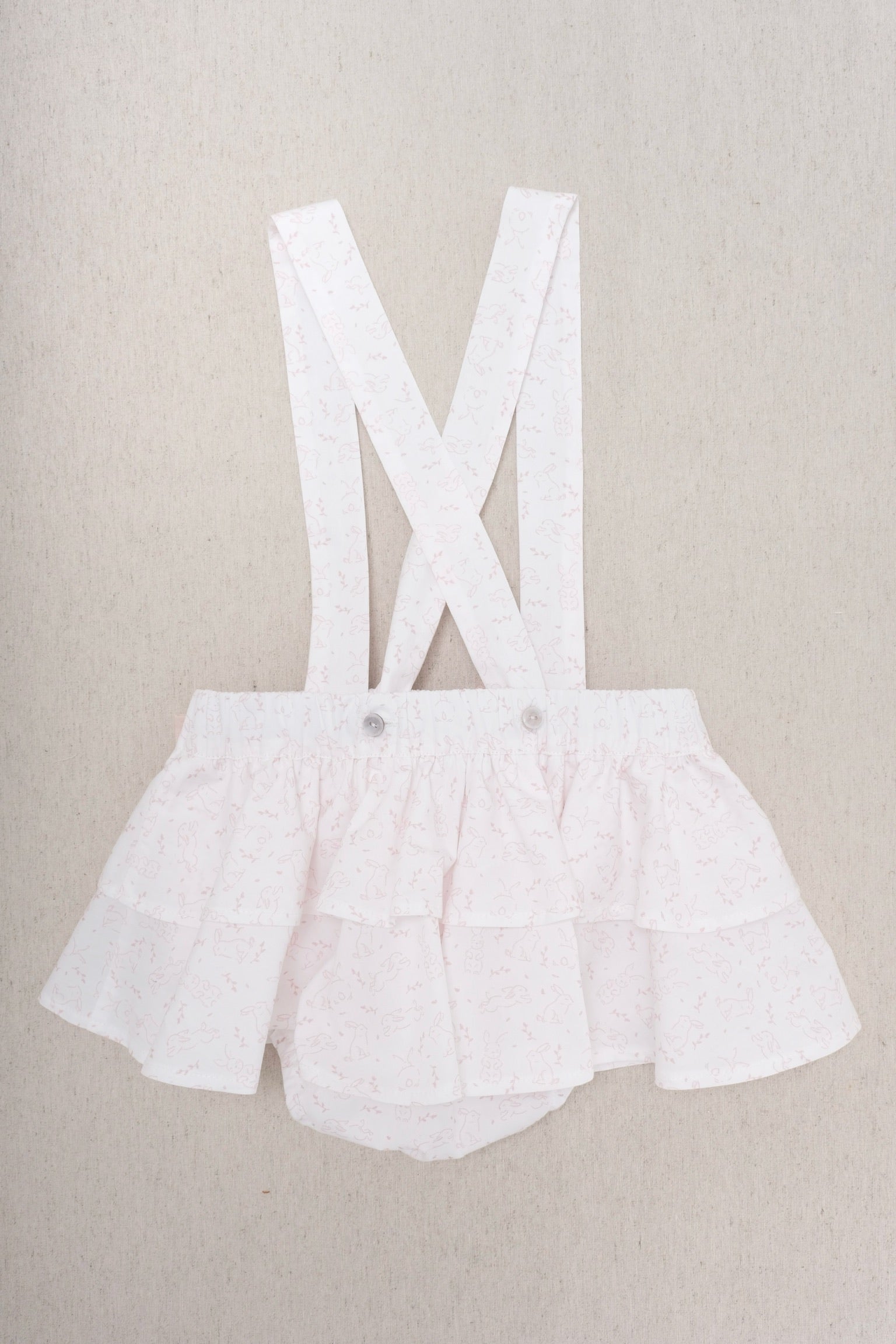 Falda Tirantes Moños Conejo Rosa