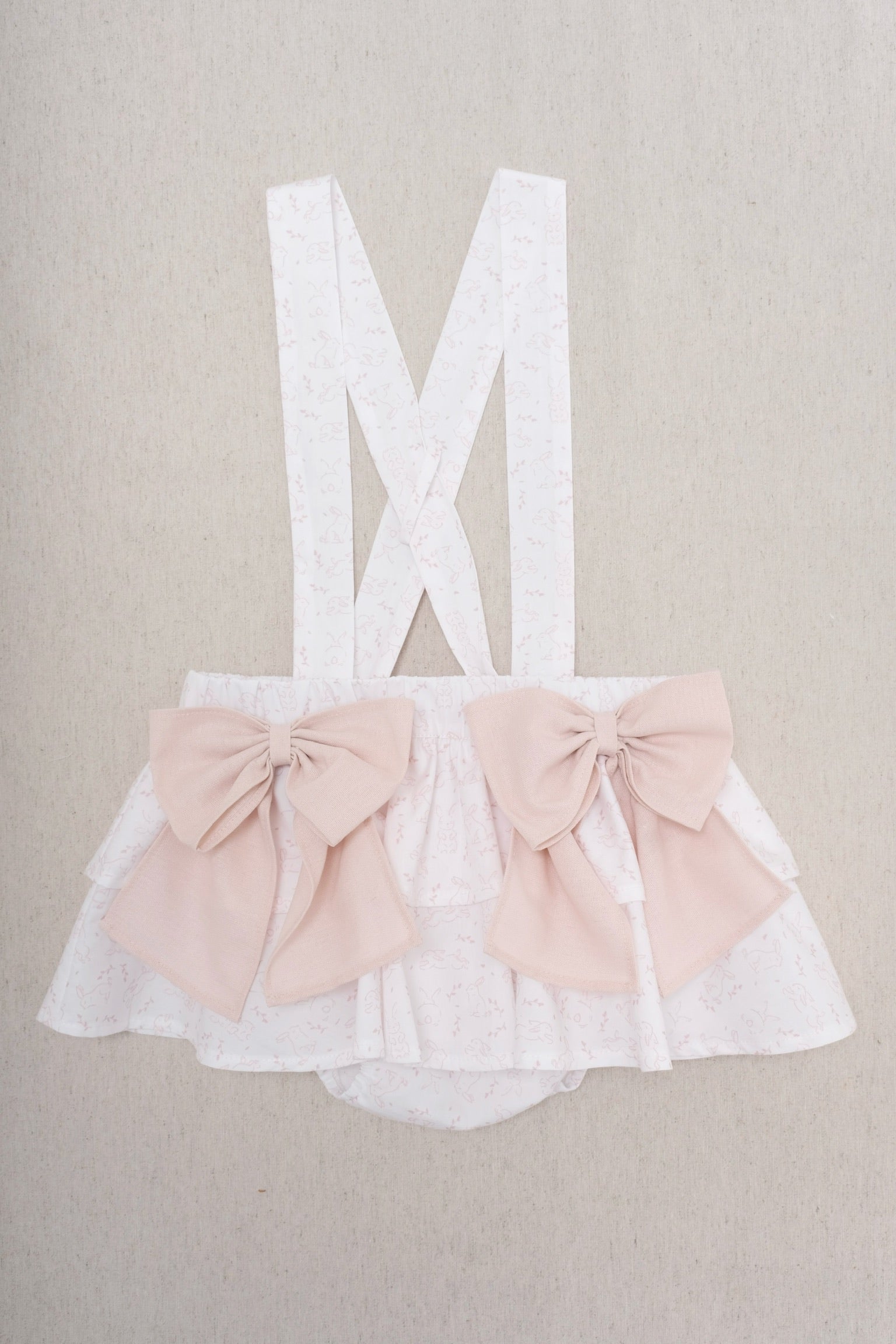 Falda Tirantes Moños Conejo Rosa
