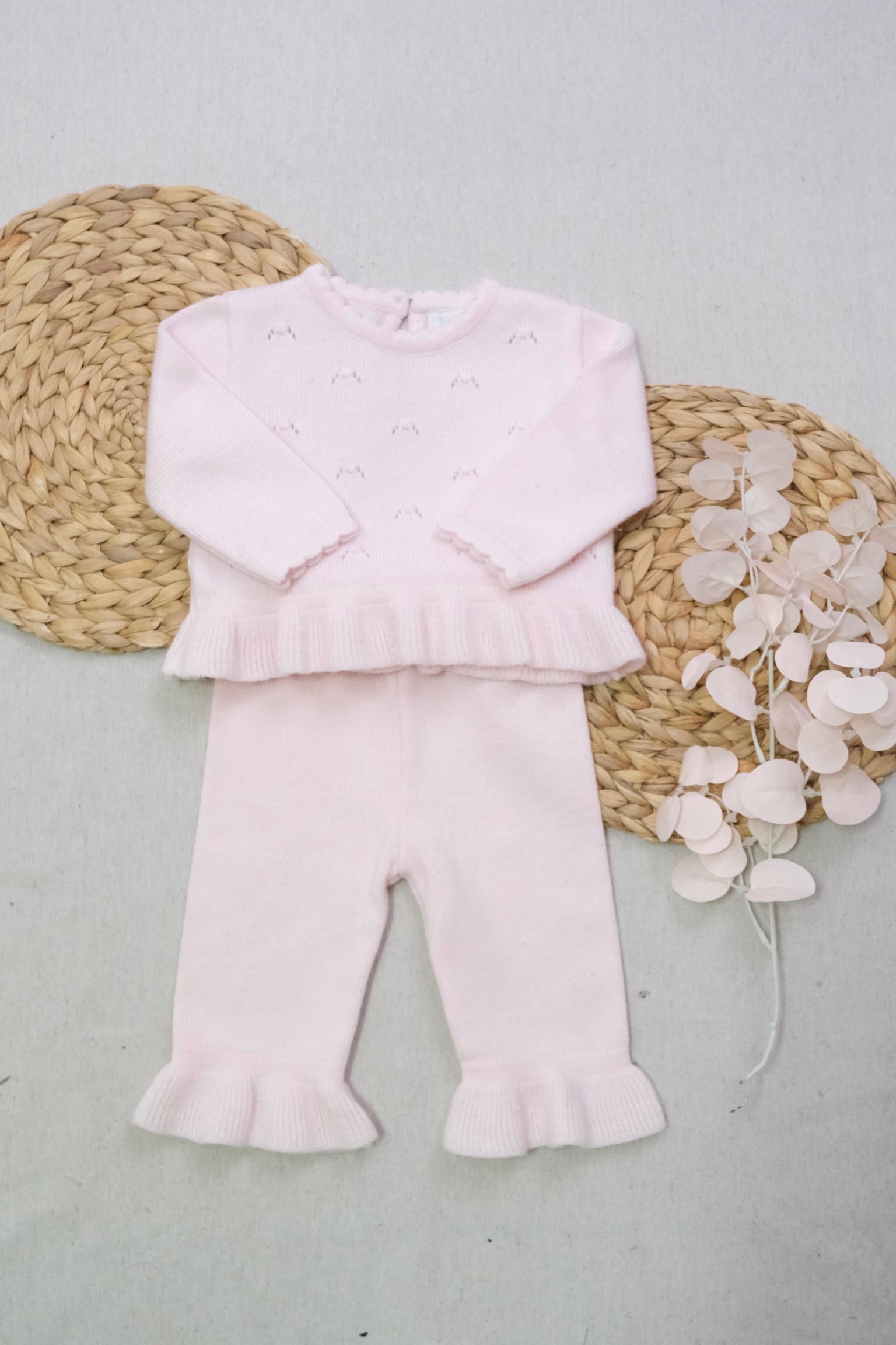 Conjunto Tejido Dalia Rosa Bebé