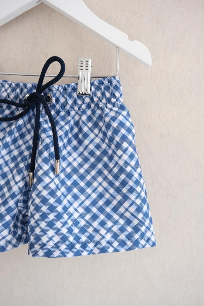 Traje de Baño Niño Cuadros Azul