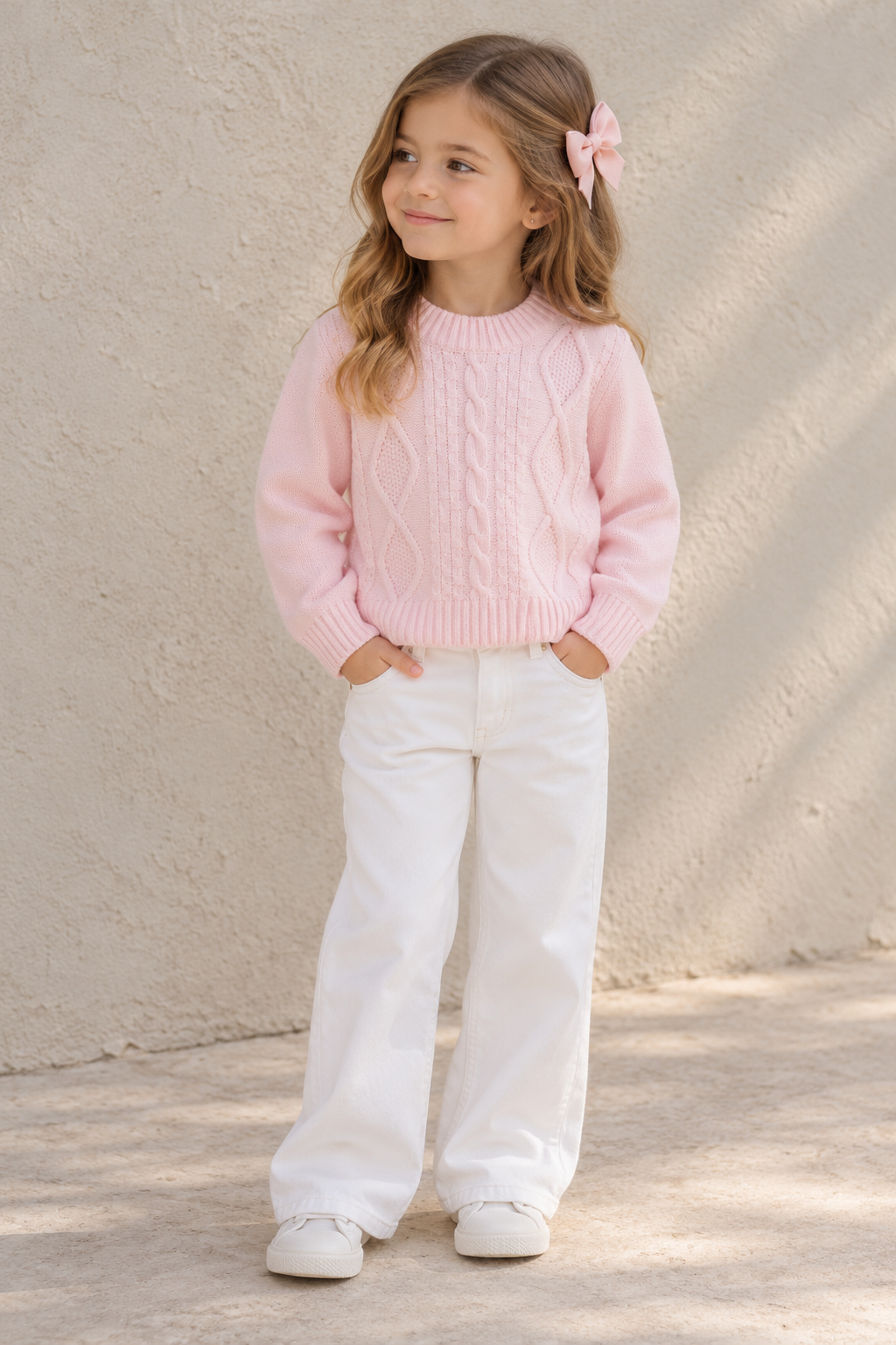 Suéter Trenza Rosa Claro