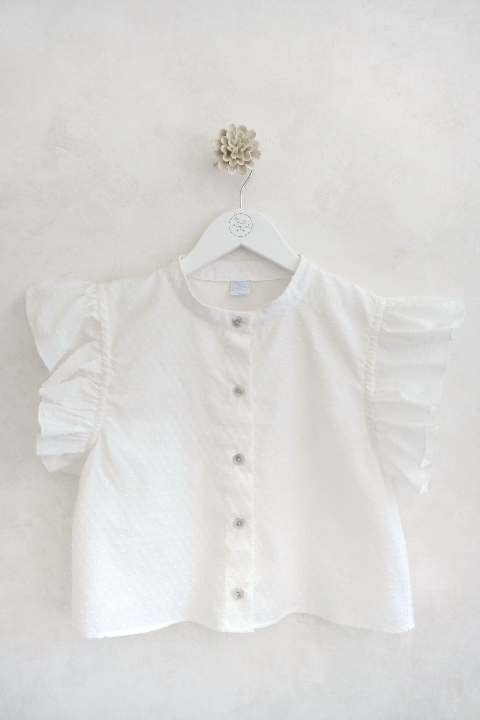 Camisa Mom Olan Plumeti Blanco