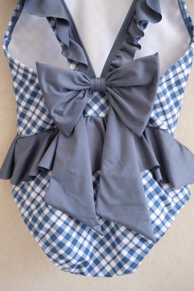 Traje de Baño Niña Cuadros Azul