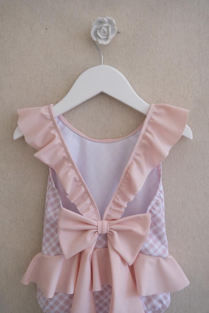 Traje de Baño Niña Cuadros Rosa