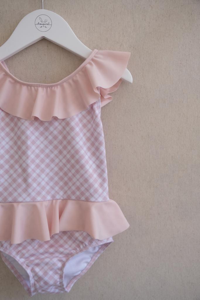 Traje de Baño Niña Cuadros Rosa