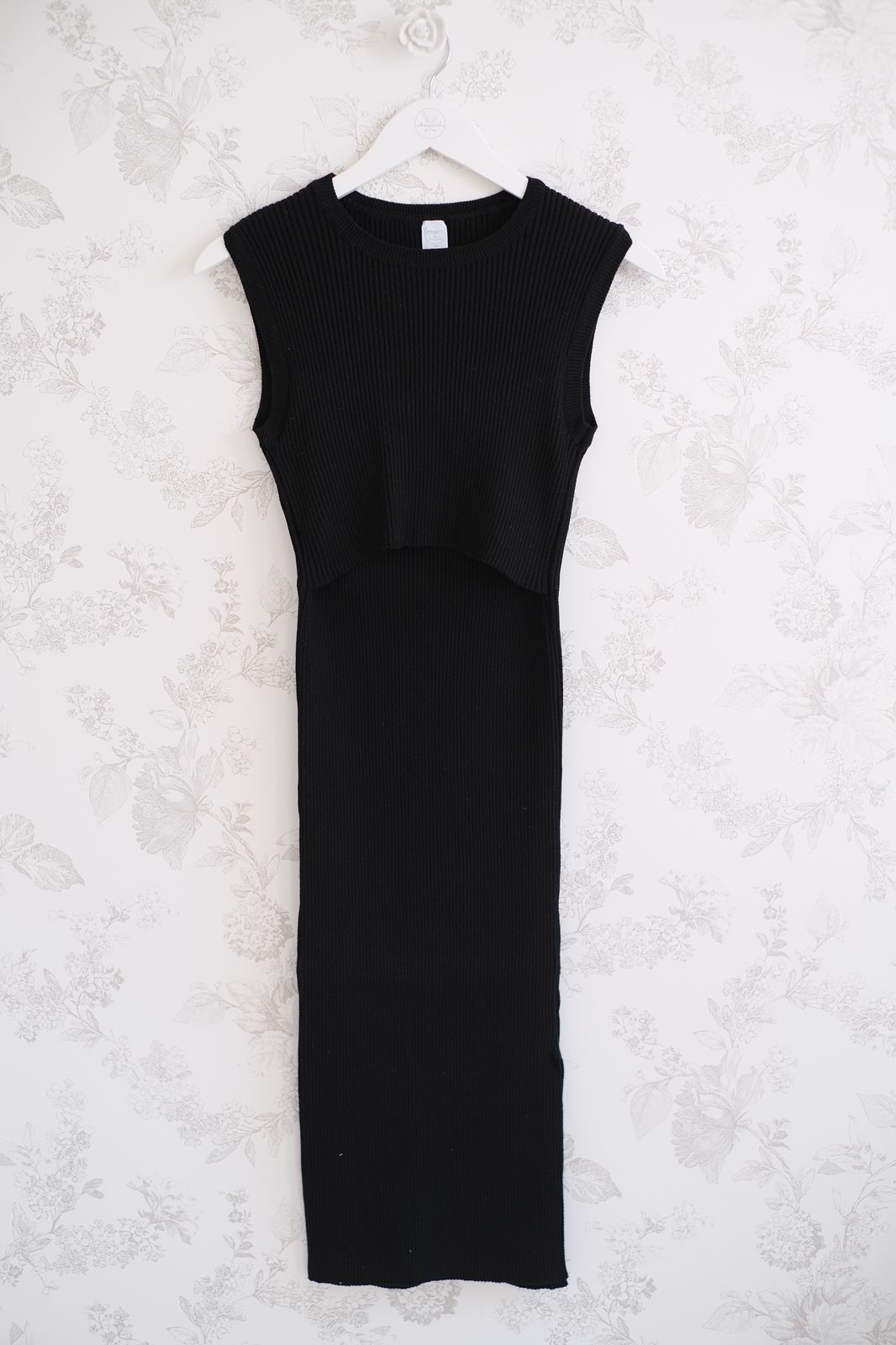 Vestido Midi Tejido Mom Negro